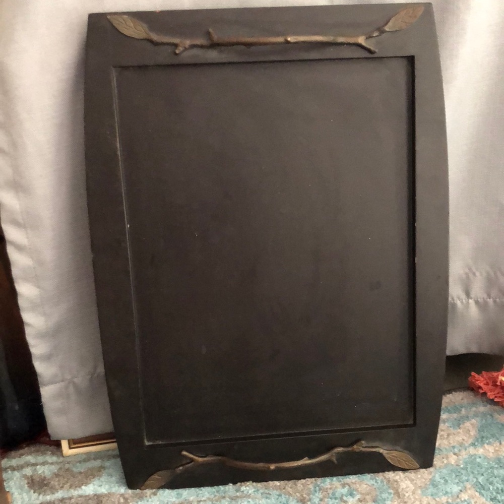 Heavy wood serving tray made in India.